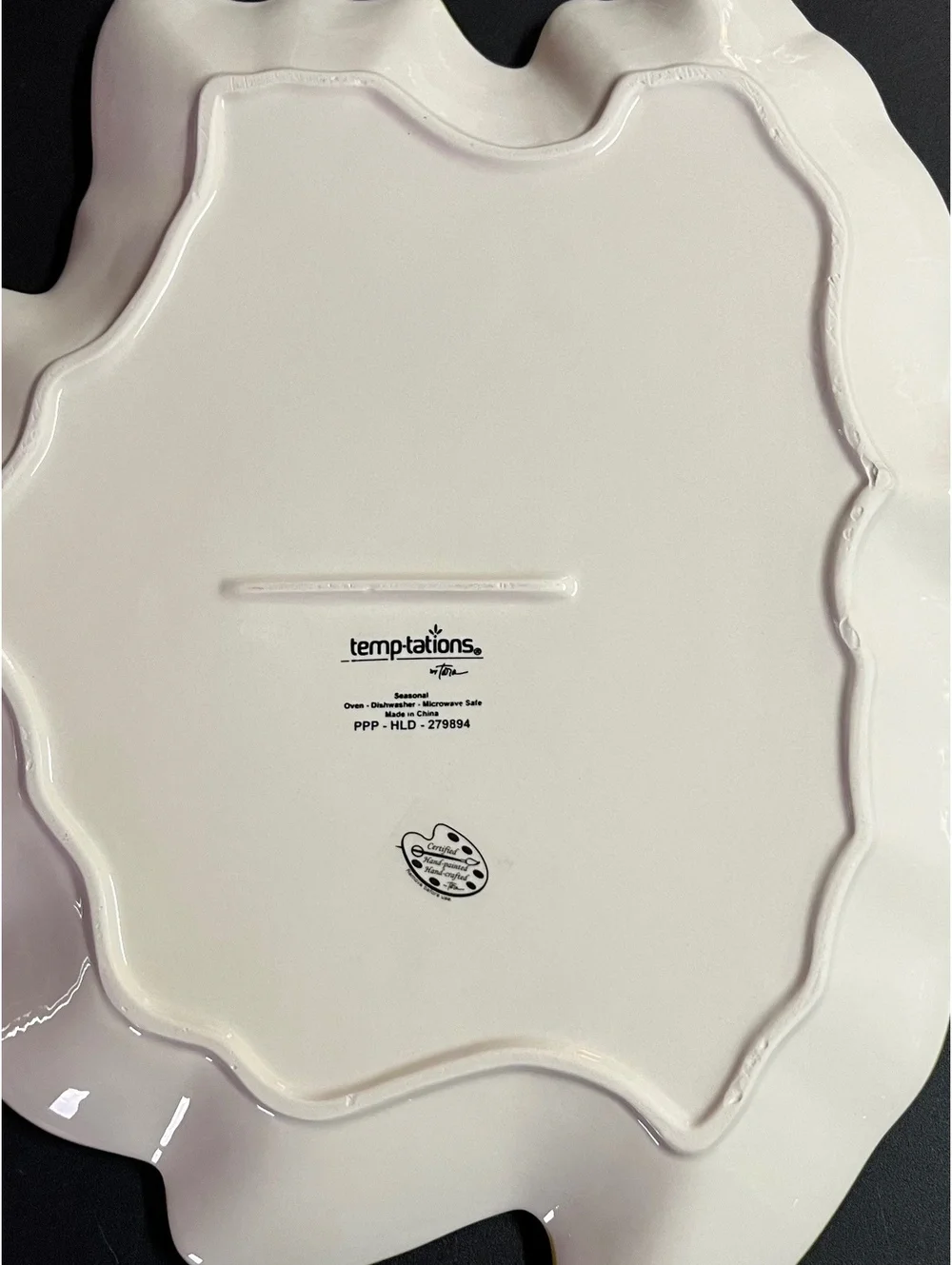 NEW Temp-Tations Tara Ceramic Fall Leaf Shaped Serving Platter with Acorn Oak